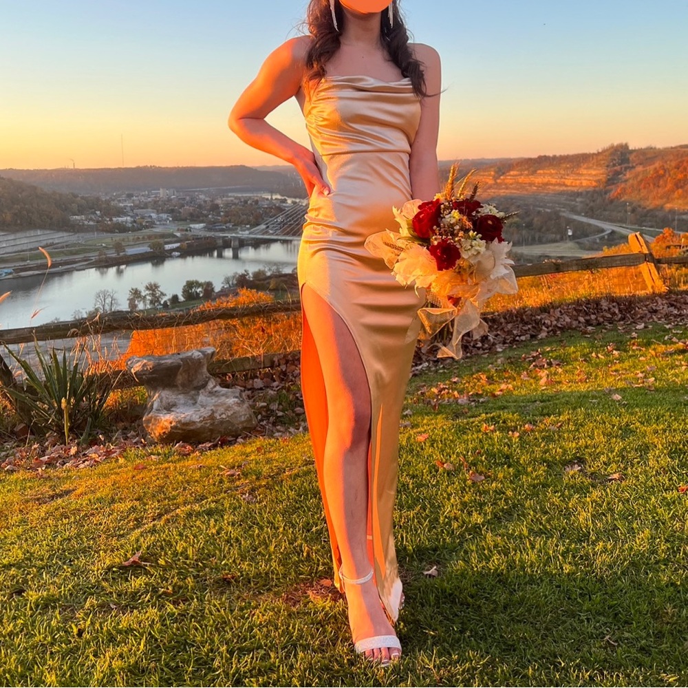Gold Satin Formal Dress